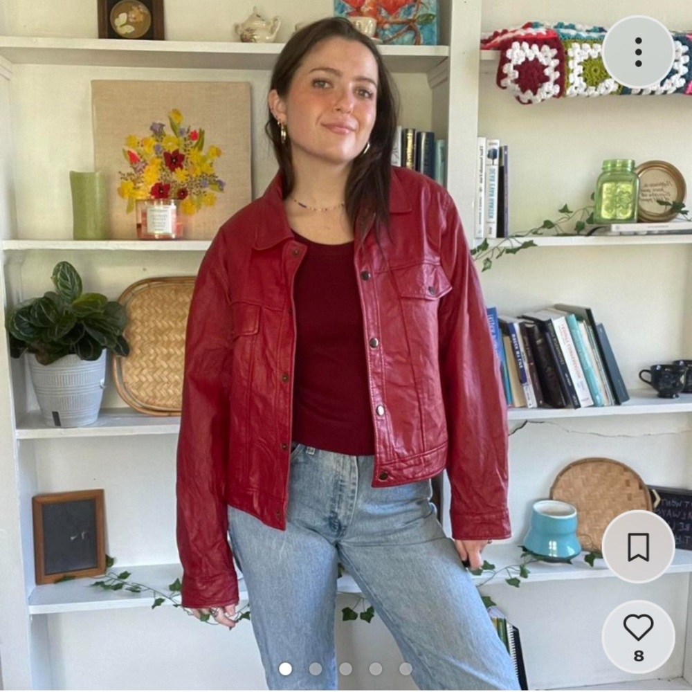 Red leather jacket
